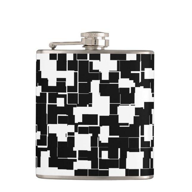 Cool Black and White Modern Trendy Pattern Flask (Front)