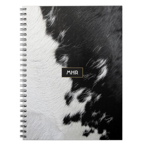 Cool Black and White Monogram Cowhide Notebook