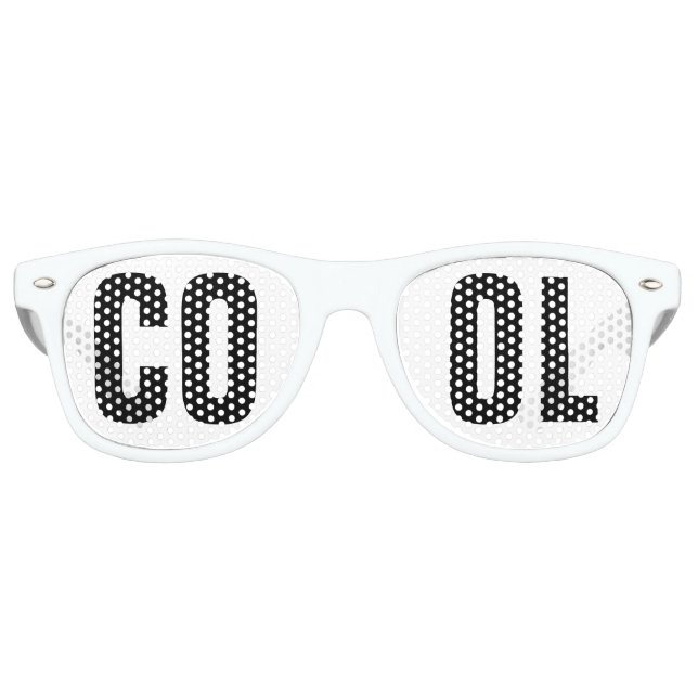 'COOL' Black and White Party Retro Sunglasses (Front)