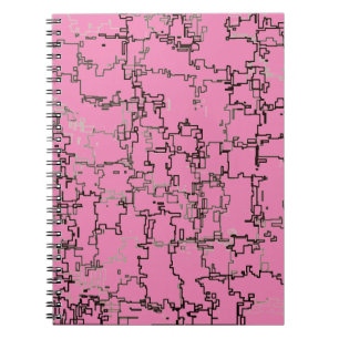 COOL Black and White Pattern over Pink Notebook