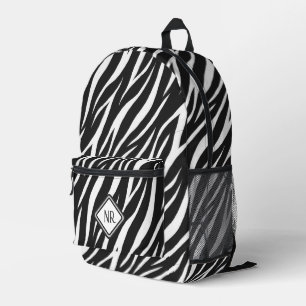 Cool Black And White Pattern Zebra Print Monogram Printed Backpack
