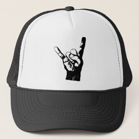 Cool Black And White Rock Fingers, Trucker Hat