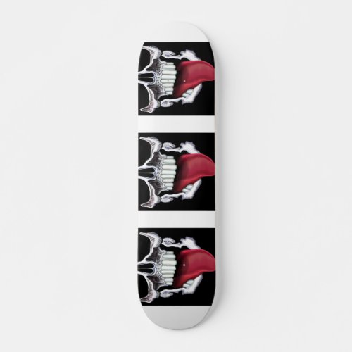 Cool Black and White Skulls Red Tongue Skateboard