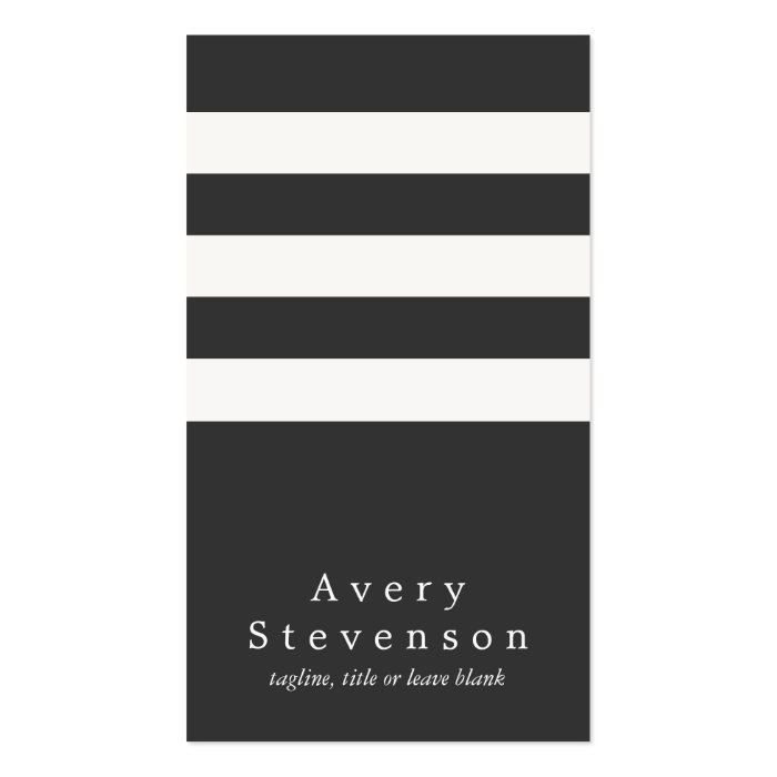 Cool Black and White Striped Modern Vertical Hip Business Card