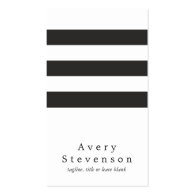 Cool Black and White Striped Modern Vertical White Business Card