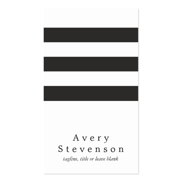 Cool Black and White Striped Modern Vertical White Business Card