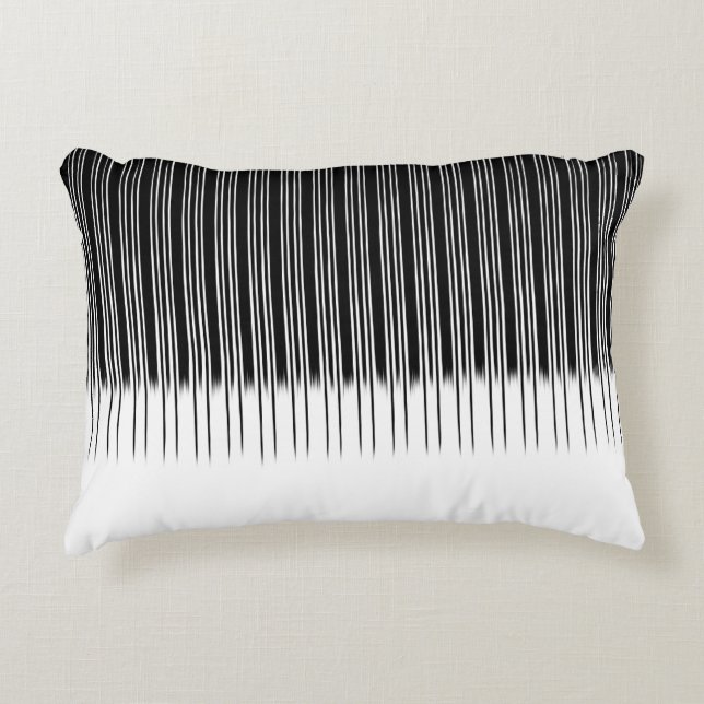 Cool Black and White Striped Pattern Accent Pillow (Front)
