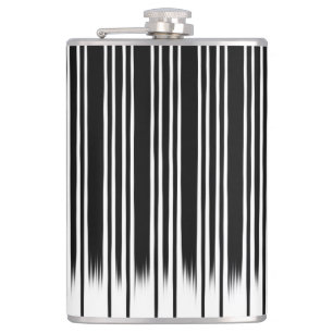 Cool Black and White Striped Pattern Flask