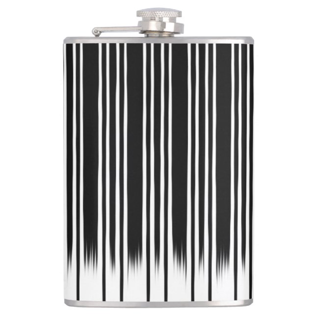 Cool Black and White Striped Pattern Flask (Front)