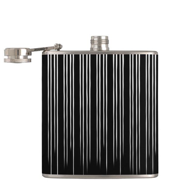 Cool Black and White Striped Pattern Flask (Opened)