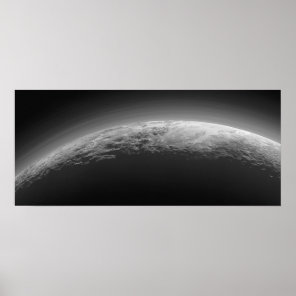 Cool Black and White Surface Terrain of Pluto Poster