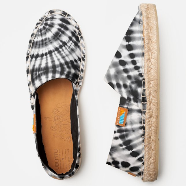    Cool Black And White Tie'n'Dye Stylish Festival Espadrilles (Side)