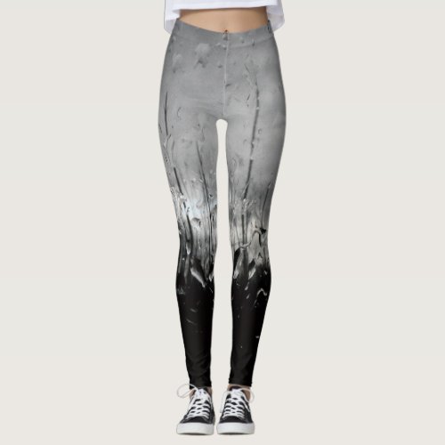 Cool black and white water drops leggings