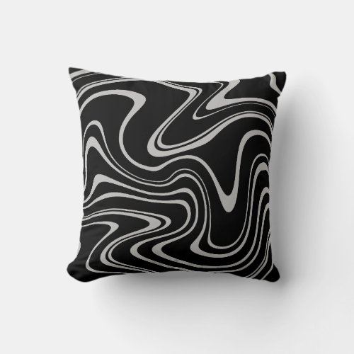 Cool Black and White Wavy Stripe Pattern Throw Pillow