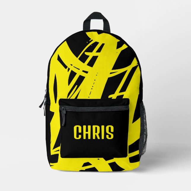 Cool Black And Yellow For Boys Girls & Kids School Printed Backpack (Front)