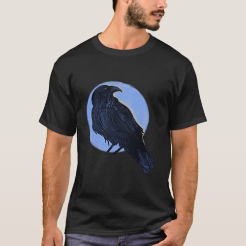 Cool Black Bird Drawing Of A Raven Crow Or Black B T_Shirt