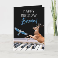 Cool Black & Blue Animal Piano Birthday