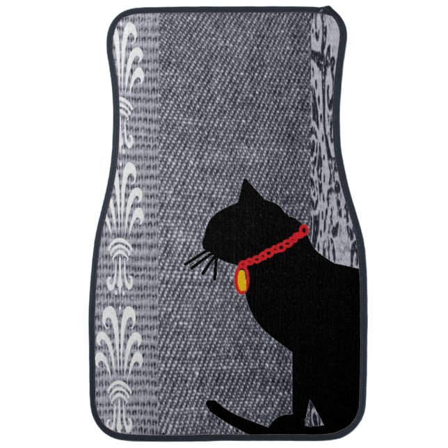  Cool Black Cat Car Mat (Front)