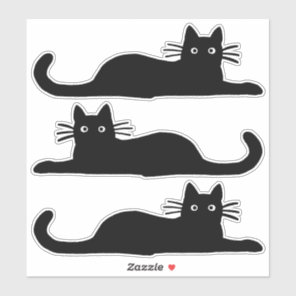 Cool Black Cat Chilling Out Vinyl Sticker Set