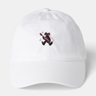 Cool Black Cat Rockstar Playing Electric Guitar Hat