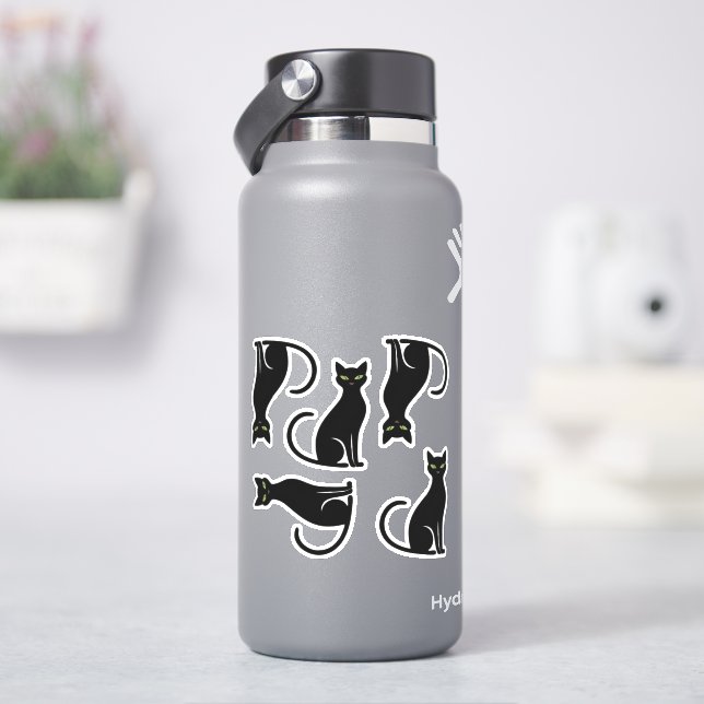 Cool Black Cat Silhouettes Sticker (HydroFlask)