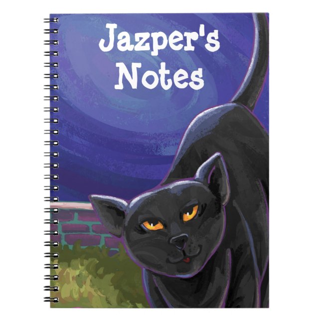 Cool Black Cat Stationery Notebook (Front)