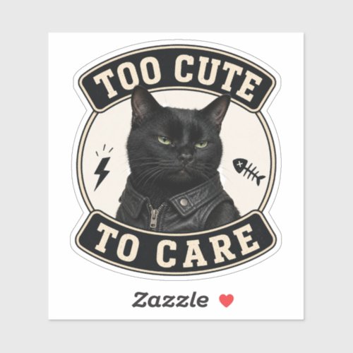 Cool Black Cat Vinyl Sticker | Too Cute To Care Ca