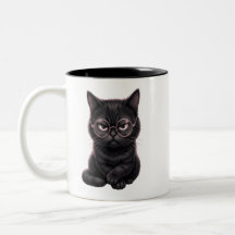 Cool Black Cat with Glasses Cute Pet T-Shirt