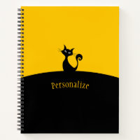 Cool Black Cat Yellow & Black Personalize Notebook