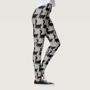 Cool Black Cats Pattern Longhaired Black Kitty Leggings
