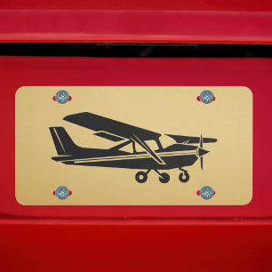 Cool Black Cessna Airplane, Pilot, Aviation,Gold License Plate