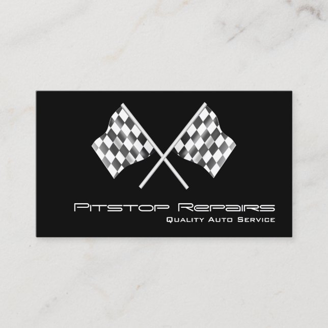 Cool Black Checkered Flag Business Card (Front)