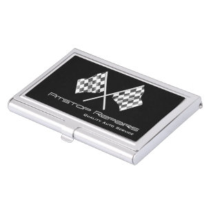 Cool Black Checkered Flag - Business Card Case