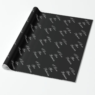 Cool Black Custom Name I Love You Wrapping Paper