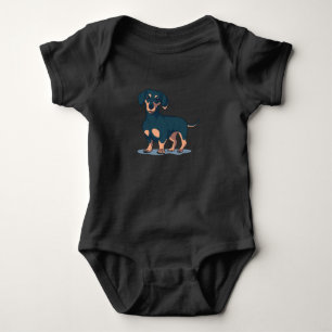 Cool Black Dachshund Dog Design Baby Bodysuit