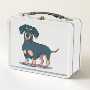 Cool Black Dachshund Dog Design Metal Lunch Box