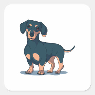 Cool Black Dachshund Dog Design Square Sticker