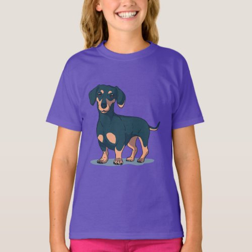Cool Black Dachshund Dog Design T_Shirt