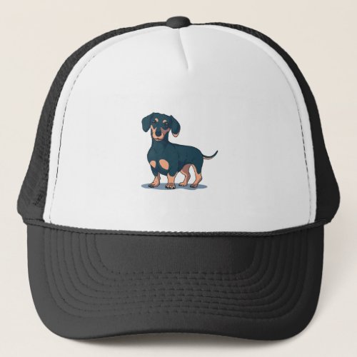 Cool Black Dachshund Dog Design Trucker Hat