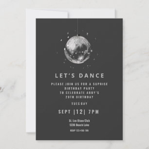 Cool black disco dance birthday party invitation