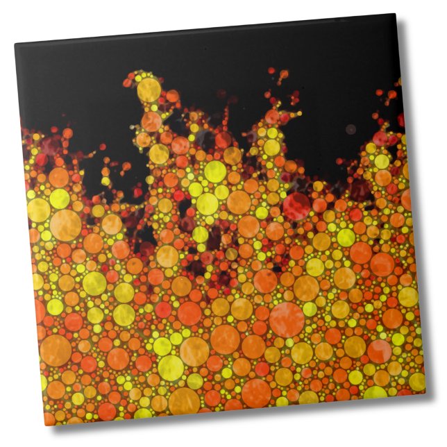 Cool Black Fire Flames Ceramic Tile (Bright Modern Abstract Black Yellow Fire Flames Ceramic Tile)