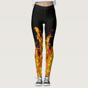 Cool Black Fire Flames Leggings