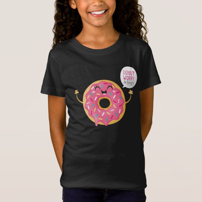 Cool Black Girls tShirt Donut Worry Be Happy (Front)