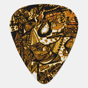 Cool Black Gold Abstract Guitar Pick