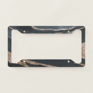 Cool Black Gold Marble License Plate Frame