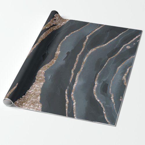 Cool Black Gold Marble Texture Wrapping Paper
