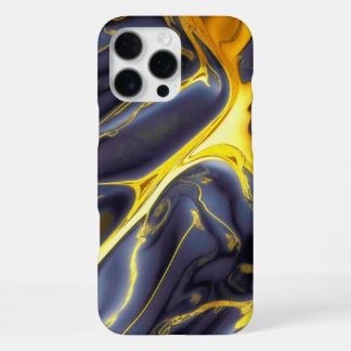 Cool black gold molten marble fluid textured iPhone 16 pro max case