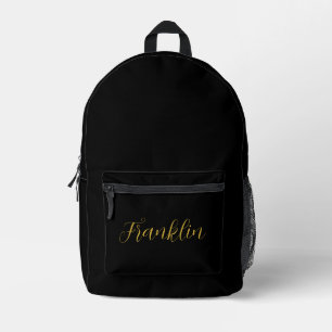Cool Black Gold Monogram Men Women Travel Laptop Printed Backpack