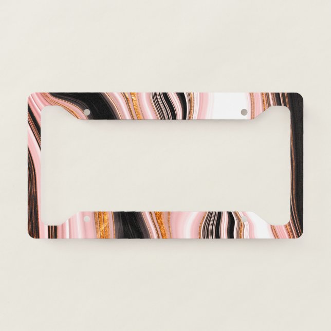 Cool Black Gold Red Marble  License Plate Frame (Front)