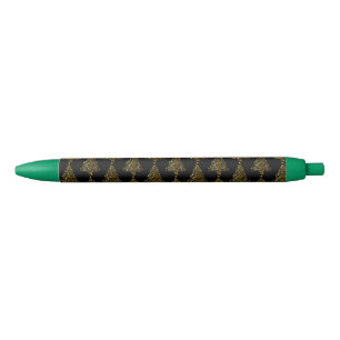 Cool Black Gold Shiny Christmas Tree Pattern Pen